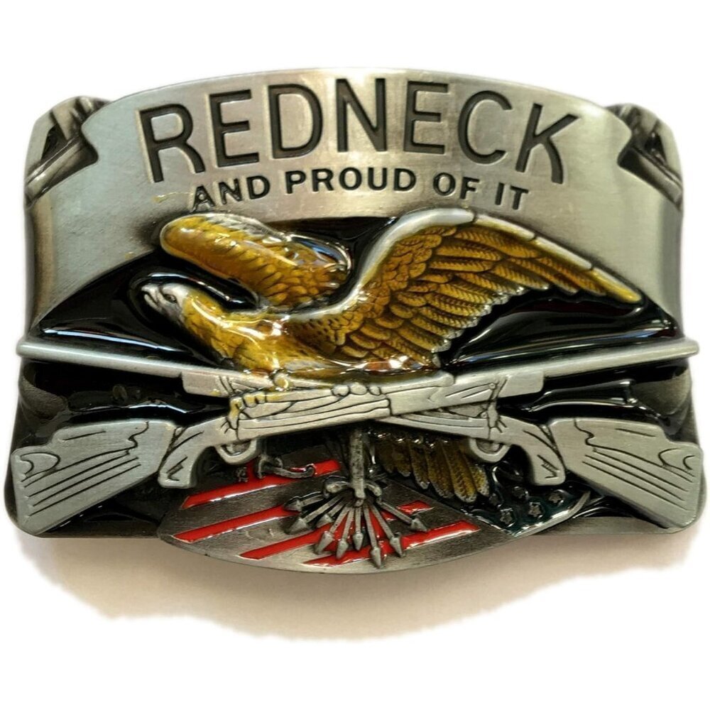 ❤️ Redneck Belt Buckle Western Cowboy Motorcyclist Native American Metallic